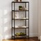 5-Tier Bookshelf Gray Woodgrain Freestanding Wooden Shelving Unit Storage Display